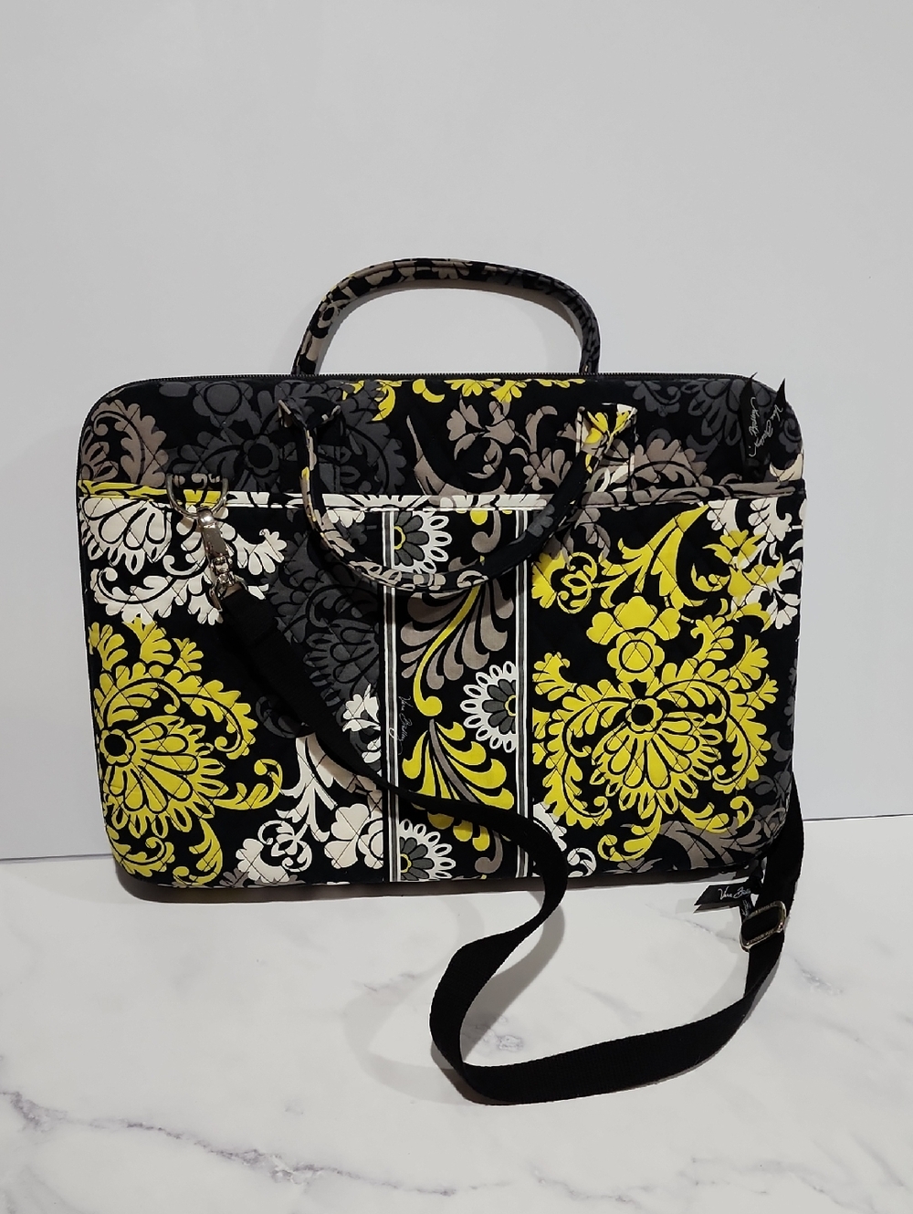 Vera Bradley Stylish Black and Yellow Floral  Laptop  Case Bag